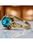 Pierścionek Styl Vintage Akwamaryn 14k żółte złoto vrc023y